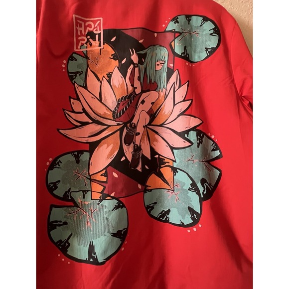 Apari Japanese Anime Jacket Pullover Locus Large Red Art To Wear Nylon Satin - Picture 5 of 11